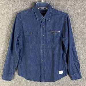 Adam‎ Levine Button Up Shirt Men's Small Long Sleeve Denim 100% Cotton S